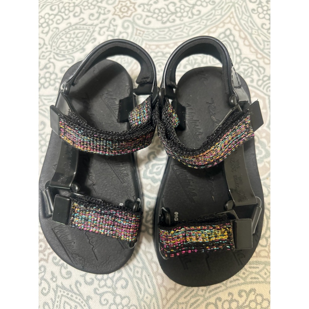 Melissa x Rider Free Girls Black Rainbow Glitter Sport Sandals Size 7 Toddler